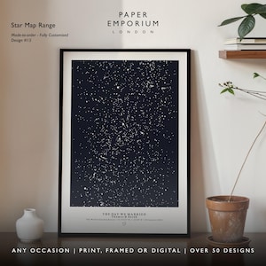 Impression personnalisée de carte des étoiles - cadeau d'anniversaire de mariage, étoiles dans le ciel nocturne, affiche étoiles au-dessus de la carte, cadeau impression constellation de mariage #022