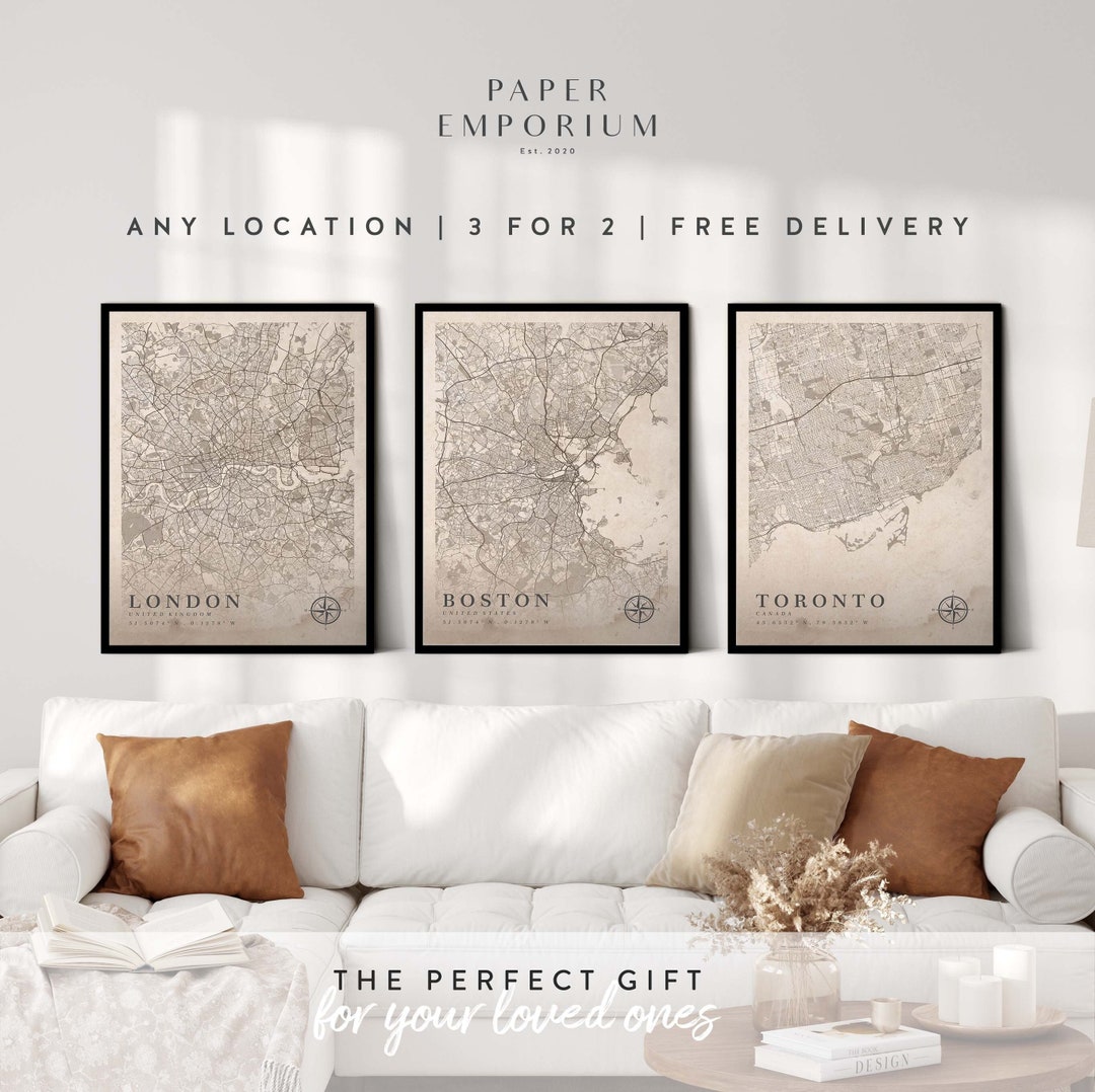 Custom Antique Style Map Print, Custom Map Prints, Any Location, Old ...