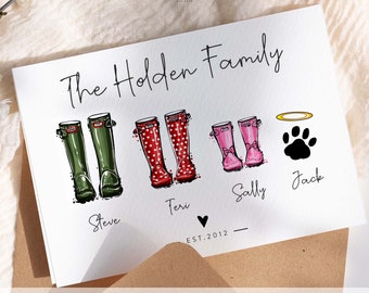 Family Wellie Card - Birthday Card, Gift For Mum, Card For Dad, Personalised Family Card, Announcement Card, New Born Card, Family Card #223