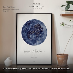 Stampa mappa stellare personalizzata, anniversario della notte in cui ci siamo incontrati, stelle nel cielo notturno, poster mappa stelle sopra, stampa costellazione matrimonio regalo n. 032