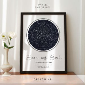 Mapa estelar personalizado, presente de aniversário da noite em que nos conhecemos, impressão do céu noturno, pôster de mapa estelar, presente de casamento, impressão de constelação, presente personalizado #053