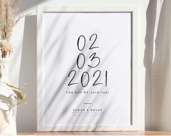 Special Date Anniversary Memory Print - Personalised Milestone Wall Art Print, Valentines Gift, Wedding Gift Wall Print Décor #105