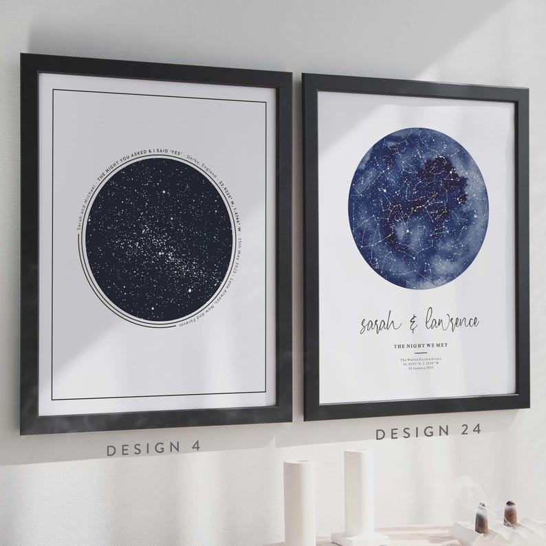Custom Star Map Print, Night We Met Anniversary Gift, Night Sky Print, Map Star Poster, Wedding Gift, Constellation Print, Personalised image 16