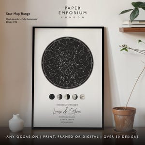 Stampa mappa stellare personalizzata, regalo di anniversario della notte in cui ci siamo incontrati, stelle nel cielo notturno, poster mappa sopra, stampa costellazione matrimonio regalo n. 257