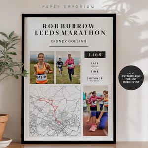 Carte d'achèvement de Leeds ou de tout autre marathon - Cadeau parfait pour les coureurs, marathon de Leeds, données d'achèvement personnalisées, commémoration, cadeau n° 427