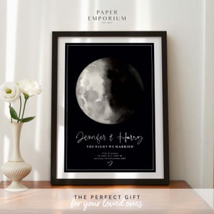 Impresiones personalizables de las fases lunares, regalo del Día de la Madre de La noche en que nos casamos, impresión astrológica, regalo de impresión lunar, fecha especial, aniversario, mamá n.° 004