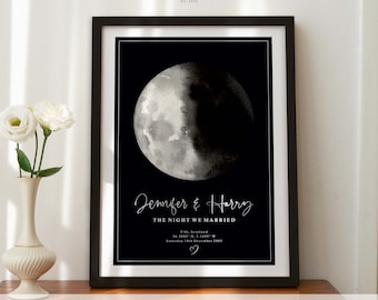 Impressions personnalisables des phases de la lune, cadeau de fête des mères La nuit où nous nous sommes mariés, impression d'astrologie, cadeau d'impression de lune, date spéciale, anniversaire, maman #294