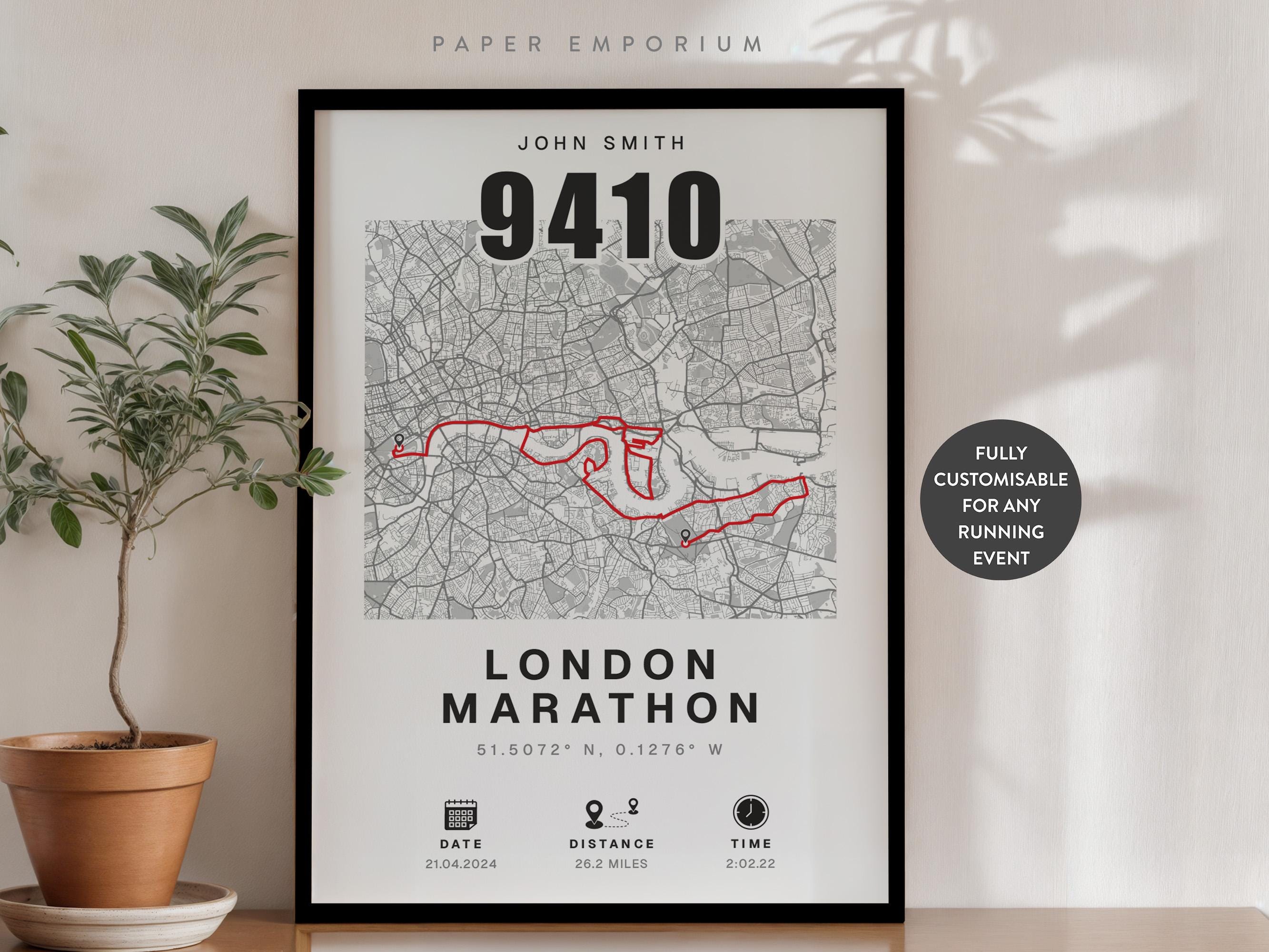 Any Marathon or Run Completion Map - Perfect Gift for Runners, New York Marathon, Personalised Completion Data, Commemorate 10k 5k Gift #320