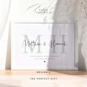 Impresión de pareja con iniciales personalizadas, regalo para esposa o esposo, impresión de aniversario, póster con impresión de pareja enamorada, regalo de decoración de pared, decoración personalizada. #115