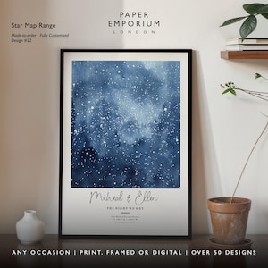 Stampa mappa stellare personalizzata, regalo di anniversario della notte in cui ci siamo incontrati, stelle nel cielo notturno, poster mappa stelle sopra, regalo costellazione matrimonio n. 031