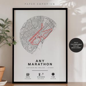 Personalised Marathon Map Print: Custom Race Completion Gift (Barcelona or Any Run)