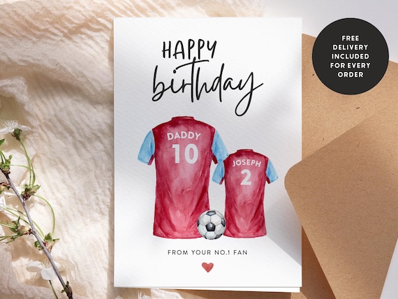 Personalized Football Shirt Card For Dad: Custom Colors