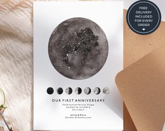 Personalised Couple Anniversary Card, Custom Night Sky Star Map Greeting Card, Romantic Keepsake