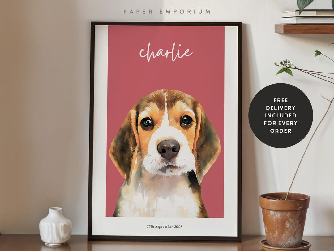 Custom Pet Portrait Print: Personalized Dog & Cat Wall Art - Etsy