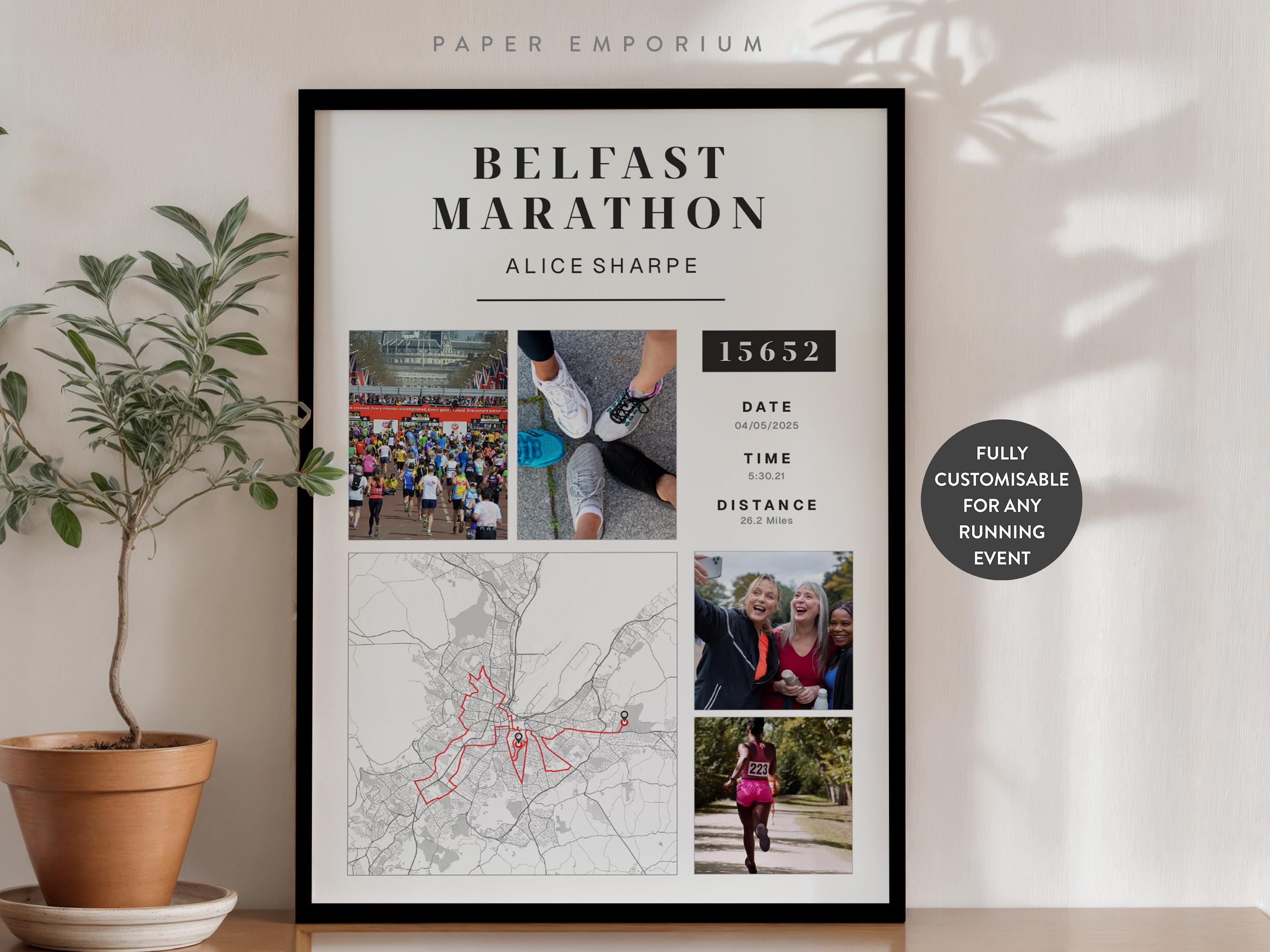 Any Marathon or Run Completion Map - Perfect Gift for Runners, New York Marathon, Personalised Completion Data, Commemorate 10k 5k Gift #320