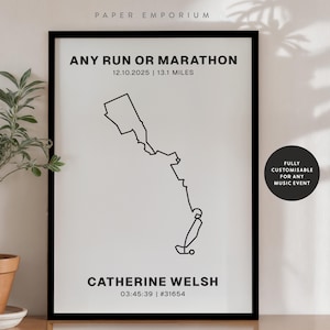 Personalised Marathon Completion Map: Runner Gift, Custom Race Data