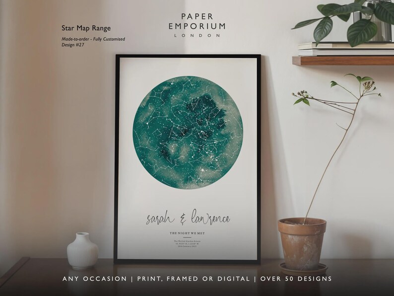 Gepersonaliseerde print nachtelijke hemel, aangepaste sterrenkaart poster, Night We Met verjaardagscadeau, huwelijkscadeau, sterrenbeeld print, locatiecadeau afbeelding 10