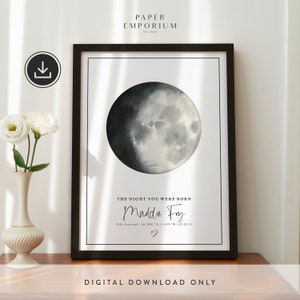 Impression numérique personnalisée des phases de lune, La nuit où nous nous sommes rencontrés, Impression astrologie, Impression lune, anniversaire de la fête des mères, Date spéciale, Pour elle, spécial #300