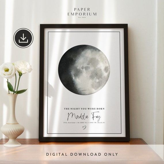 Digital Custom Moon Phase Print, The Night We Met, Astrology Print, Moon Print Mothers Day Anniversary, Special Date, For Her, Special #300