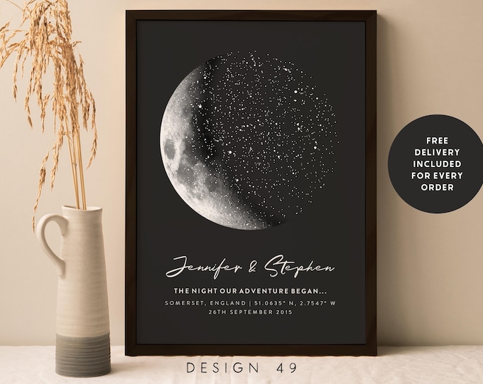 Personalised Star Map, Night You Were Born, New Baby Gift, Stars The Night Sky, Stars Above Map Poster, Wedding Constellation Gift #054