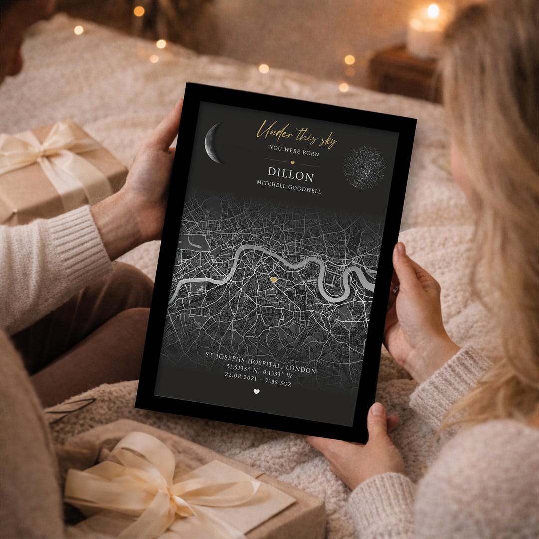 Personalised Star Map & Location Map | Birthday Gift | Birth Star Map ...