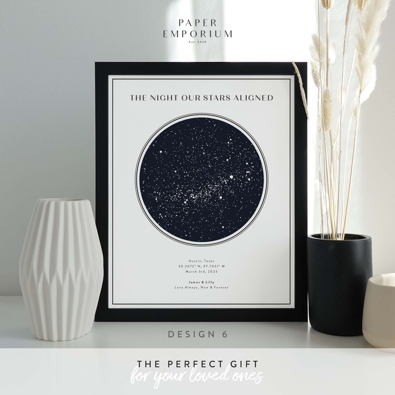 Custom Star Map Print, Night We Met Anniversary Gift, Night Sky Print, Star Map Poster, Wedding Gift, Constellation Print, Personalised Gift image 6