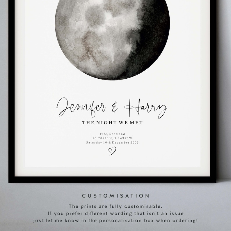 Customisable Moon Phase Prints, The Night We Married Mothers Day Gift, Astrology Print, Moon Print Gift, Special Date, Anniversary, Mum 294 image 3