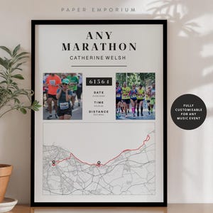 Personalised Marathon Map Print: Edinburgh or Any Race Completion Gift