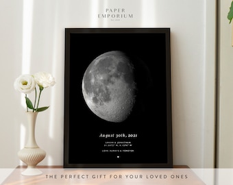 Impresiones personalizadas de las fases lunares, La noche en que nos casamos, Regalo para mamá y papá, Impresión astrológica, Regalo con impresión lunar, Fecha especial, Aniversario, #012