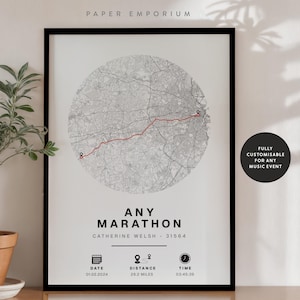 Personalized Marathon Completion Map: Boston or Any Race, Runner Gift