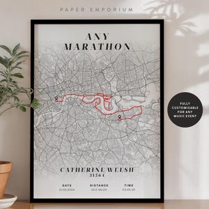Personalised Marathon Map Print: Custom Race Completion Gift