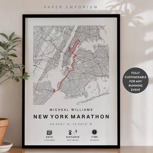 Jeder Marathon oder Lauf Abschluss Karte - perfektes Geschenk für Läufer, New York Marathon, personalisierte Abschlussdaten, zum Gedenken an 10k 5k Geschenk # 320