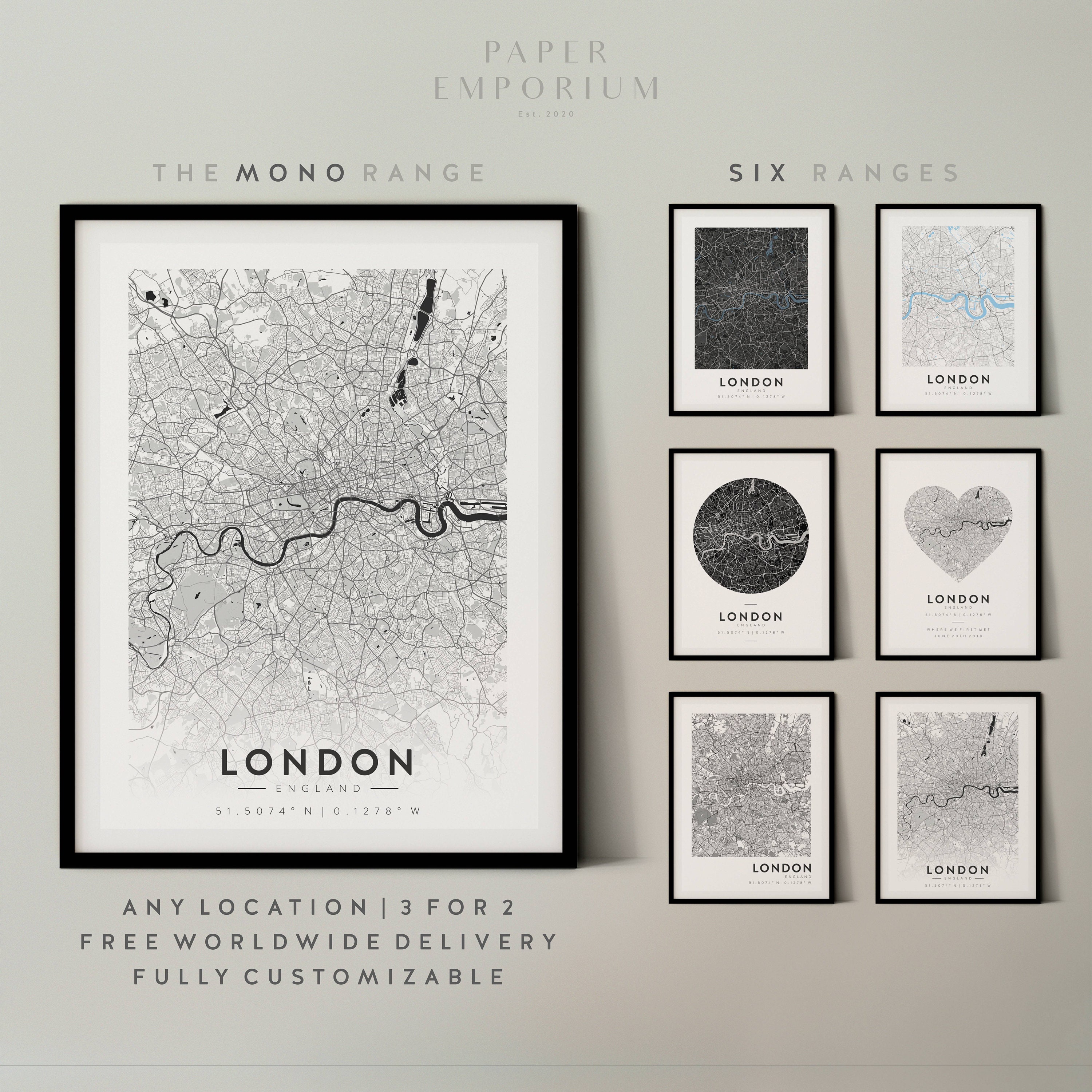 Map Print Custom Map Prints Any Location City Print City | Etsy