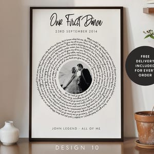 Stampa testo canzone - Il nostro primo ballo, regalo di anniversario, stampa di fidanzamento, per moglie, stampa testo canzone personalizzata, stampa canzone personalizzata, regalo n. 136
