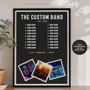 Lista de músicas personalizada - Qualquer banda ou artista, presente para amigo, show ou evento memorável, totalmente personalizado mediante solicitação, presente com impressão personalizada nº 399