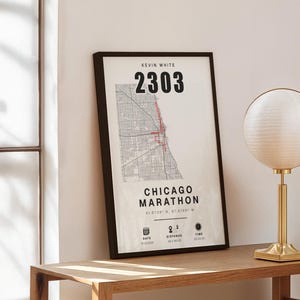 Mapa de conclusão de corrida de maratona de Chicago ou qualquer - presente perfeito para corredores, maratona, dados de conclusão personalizados, comemoração, presente de 10k 5k nº 317