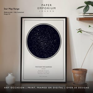 Impression personnalisée de carte des étoiles - Nous nous sommes mariés, cadeau d'anniversaire, impression de ciel nocturne, affiche de carte des étoiles, cadeau de mariage, constellation, personnalisé #013