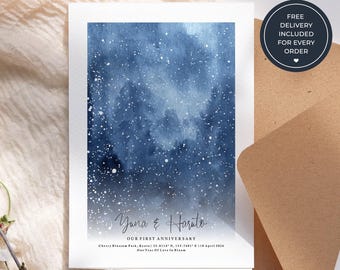 Our Anniversary Greeting Card, Personalised Star Map Card, Custom Date Night Sky Keepsake