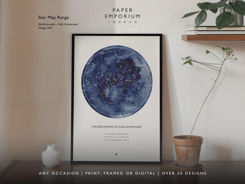 Custom Star Map Print, Night We Met Anniversary Gift, Night Sky Print, Map Star Poster, Wedding Gift, Constellation Print, Personalised image 13