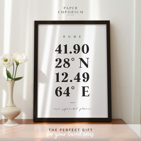 Custom Coordinates Print Any Location, Personalised Prints, City Prints, , Latitude Longitude, Wedding Gift, Personalised Gift Couple #137