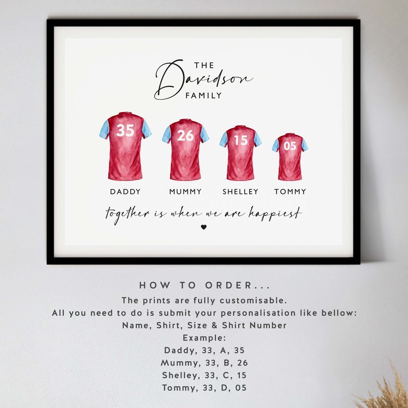 Custom Family Football Shirt Print: Personalised Wall Art bild 2