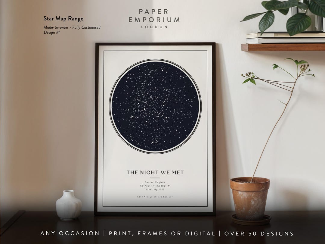 Personalised Star Map Print, Night We Met Gift, Custom Night Sky Print, Star Map Poster, A