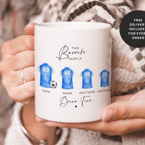Custom Family Football Shirt Print: Personalised Wall Art Mug Gift
