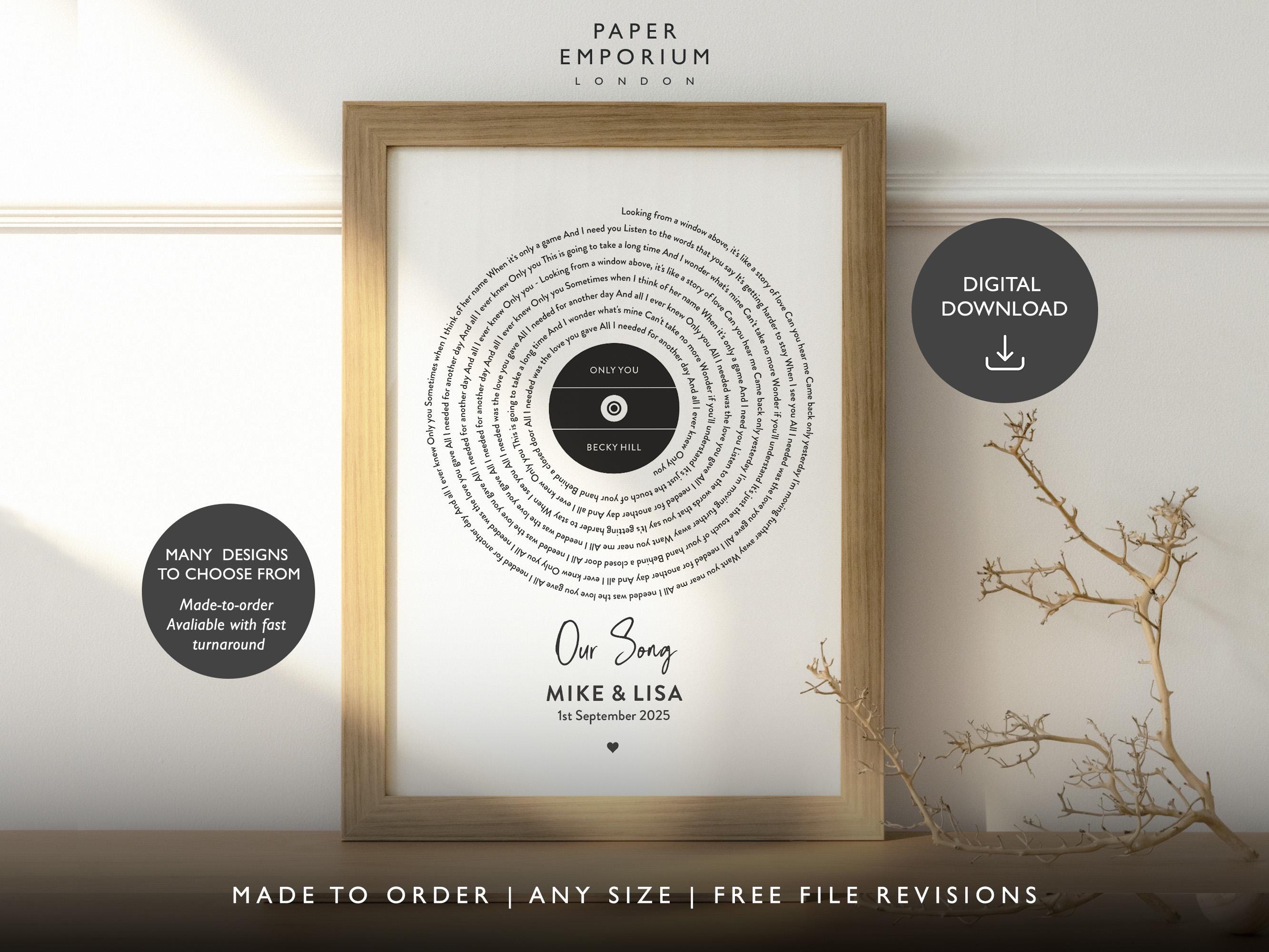Biglietto di auguri personalizzato con testo musicale: regalo personalizzato per matrimonio, anniversario o fidanzamento per fidanzato, fidanzata, marito o moglie - Italia