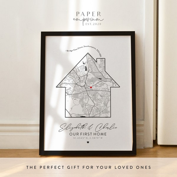 Our First Home Custom Map Print, Gift Map Print, Anniversary Gift, Where we First Met Gift, New Home Decor Print, For Wife Custom Décor #146