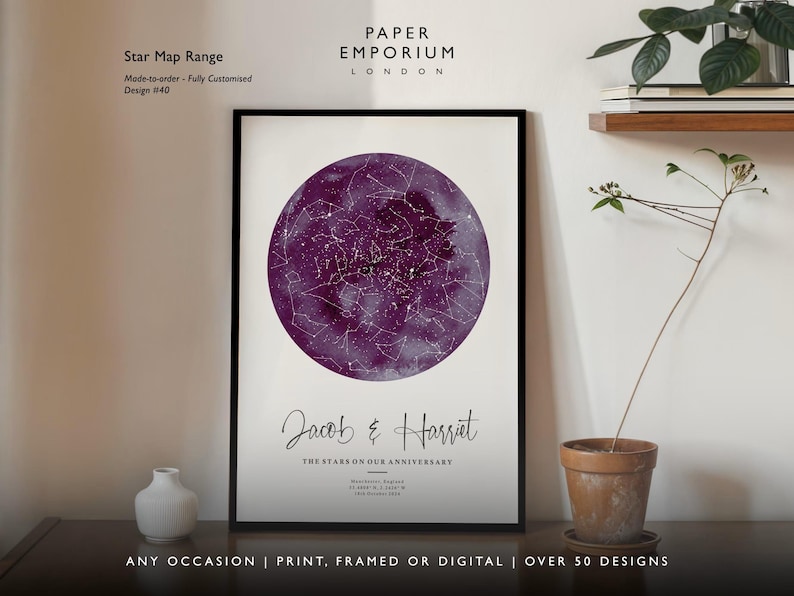 Custom Star Map Print, Night We Met Anniversary Gift, Night Sky Print, Map Star Poster, Wedding Gift, Constellation Print, Personalised image 9