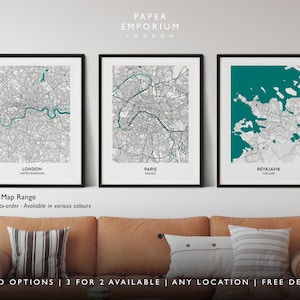 Decoração de mapa de cidade personalizado - qualquer local feito sob encomenda - oferta 3 por 2, arte premium para casa, presente moderno personalizado nº 501