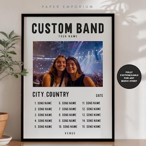 Custom Set List - Any Band or Artist, Gift for Friend, Memorable Concert Gig or Event, Fully Personalised To Request, Custom Print Gift #402
