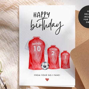 Aangepaste kleuren voetbalkaart of mok voor papa, verjaardag, Vaderdag, vaderskaart, Footy Card, verjaardagskaart, voor papa, gepersonaliseerde vader #163