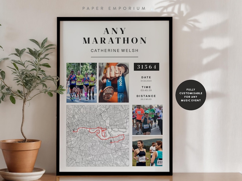 Personalized Marathon Completion Map: Runner Gift, Custom Race Data - Etsy